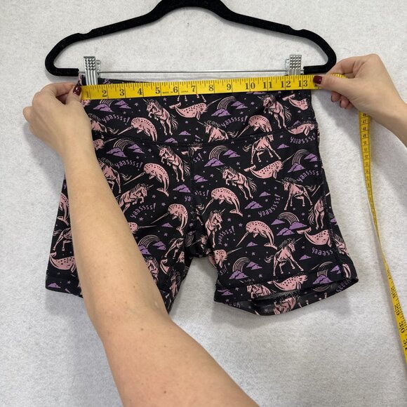 Lab MFG Shorts Womens Small 6 Black Pink Purple Unicorn Rainbow Yoga Compression - Picture 5 of 12
